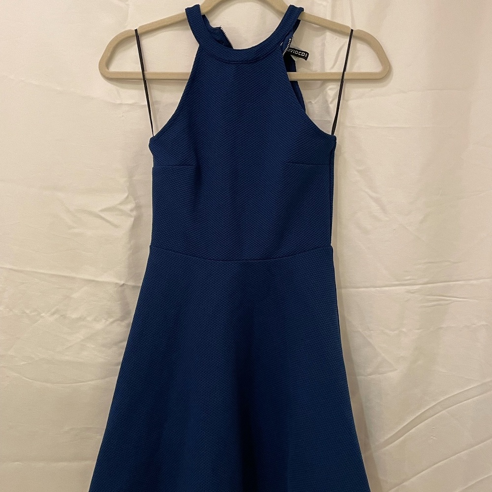 High Neck Blue Dress